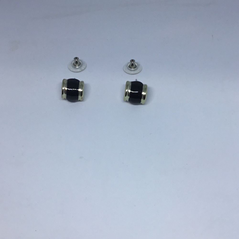 Elegant Black and Silver Stud Earrings